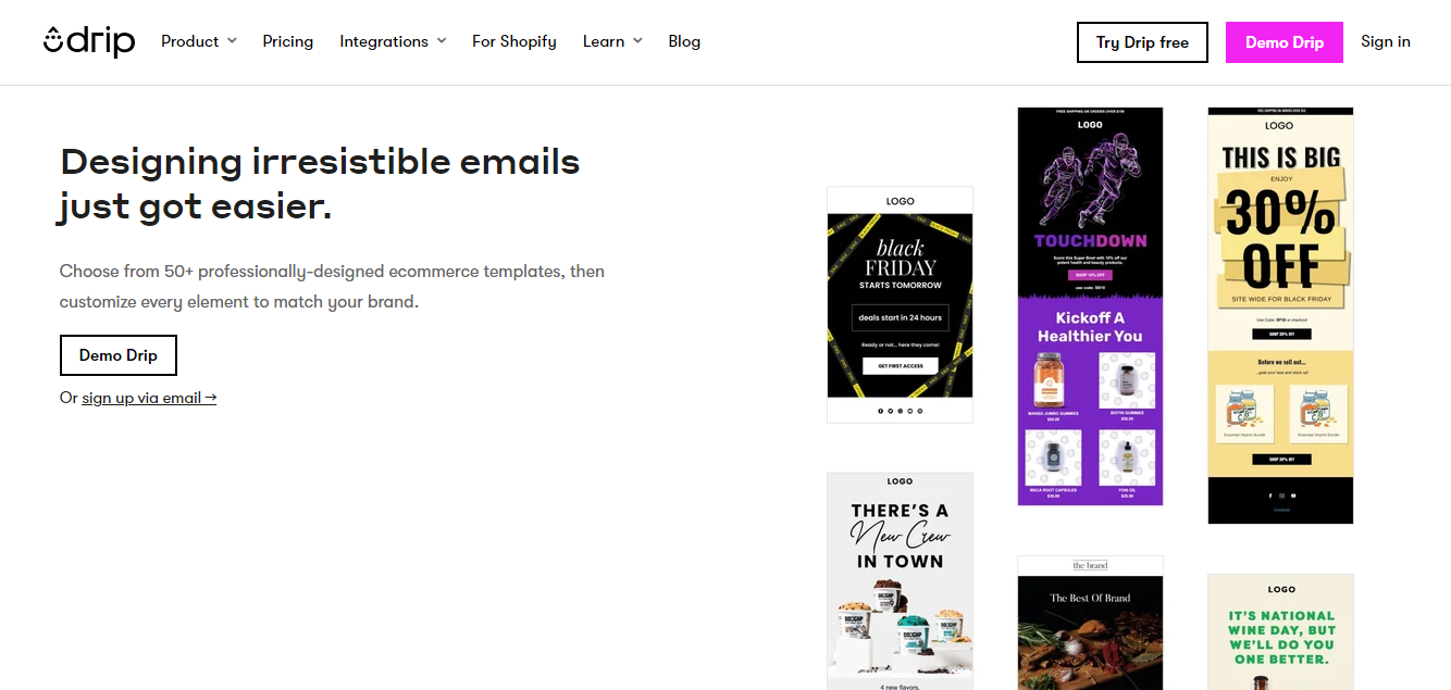 Drip homepage