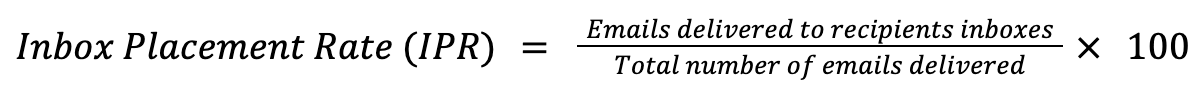 Inbox Placement Rate formula