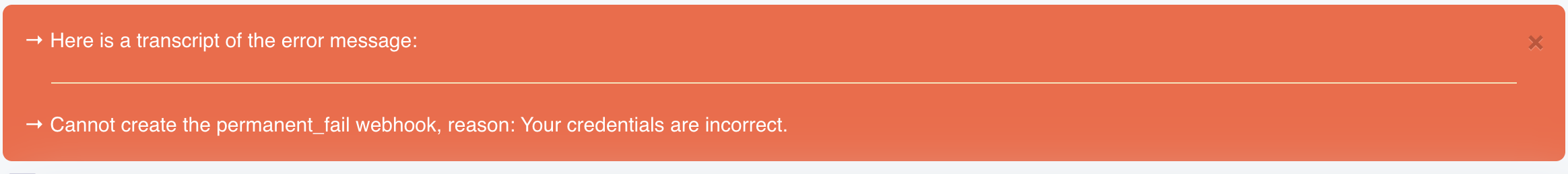 Mailgun error message
